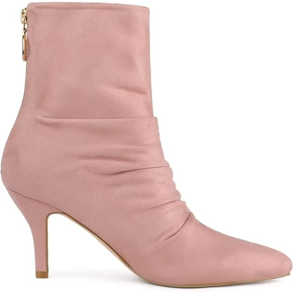 Allegra K Dust Pink Slouch Ankle Boots 8 Box & Dust Bags EUC